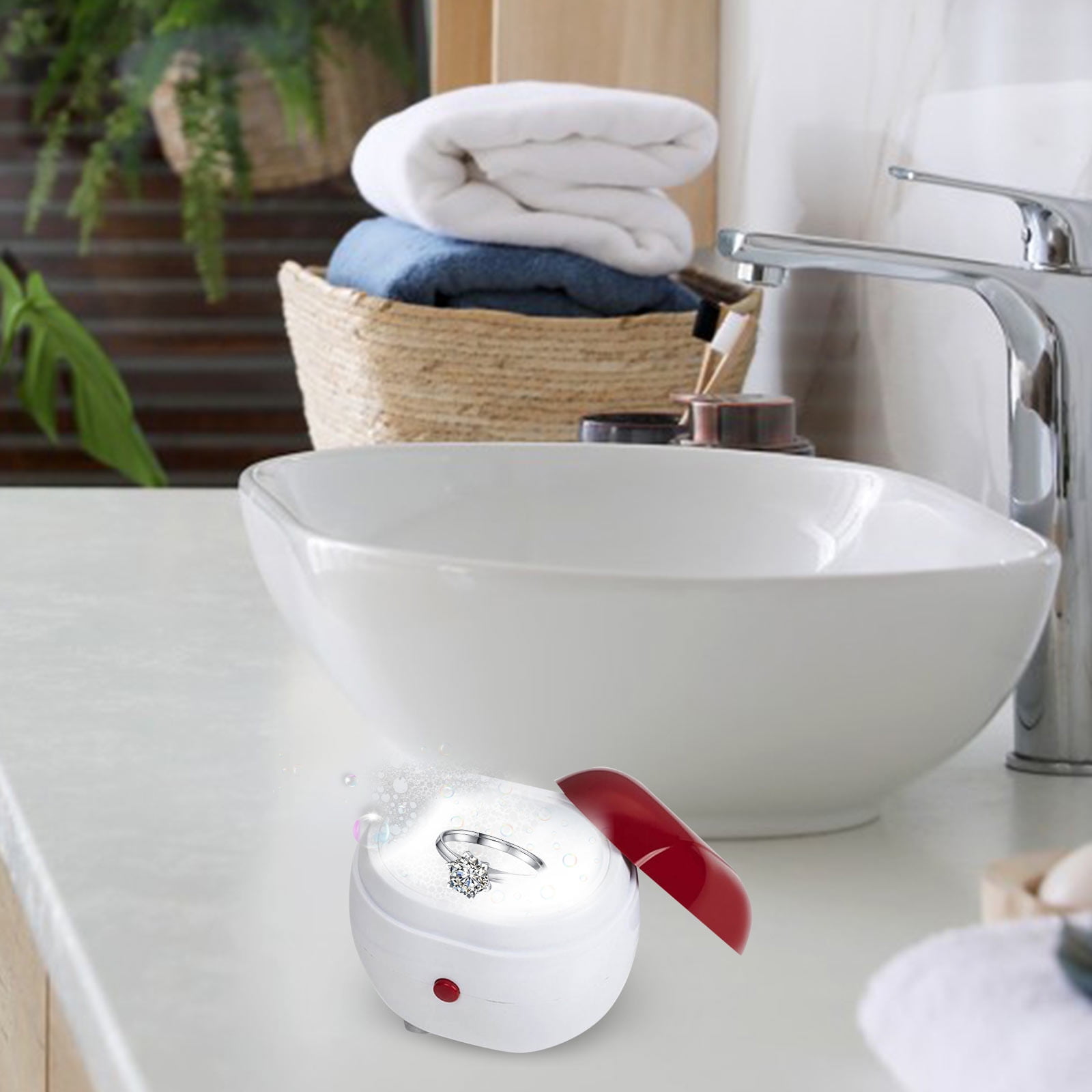 Jewelry Cleaning Machine Small Jewelry Cleaning Machine Battery Powered Efficient Cleaning Used To Clean Jewelry Dentures Glasses Kitchen Brushes Cleaning Products for Home Soap Dispensing Dish Brush