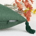 thumbnail image 4 of Juego de fundas de cojín de lino con flecos REGALWOVEN, 2 piezas, fundas de almohada para sofá con diseño de borlas verde 18" x 18", 4 of 6