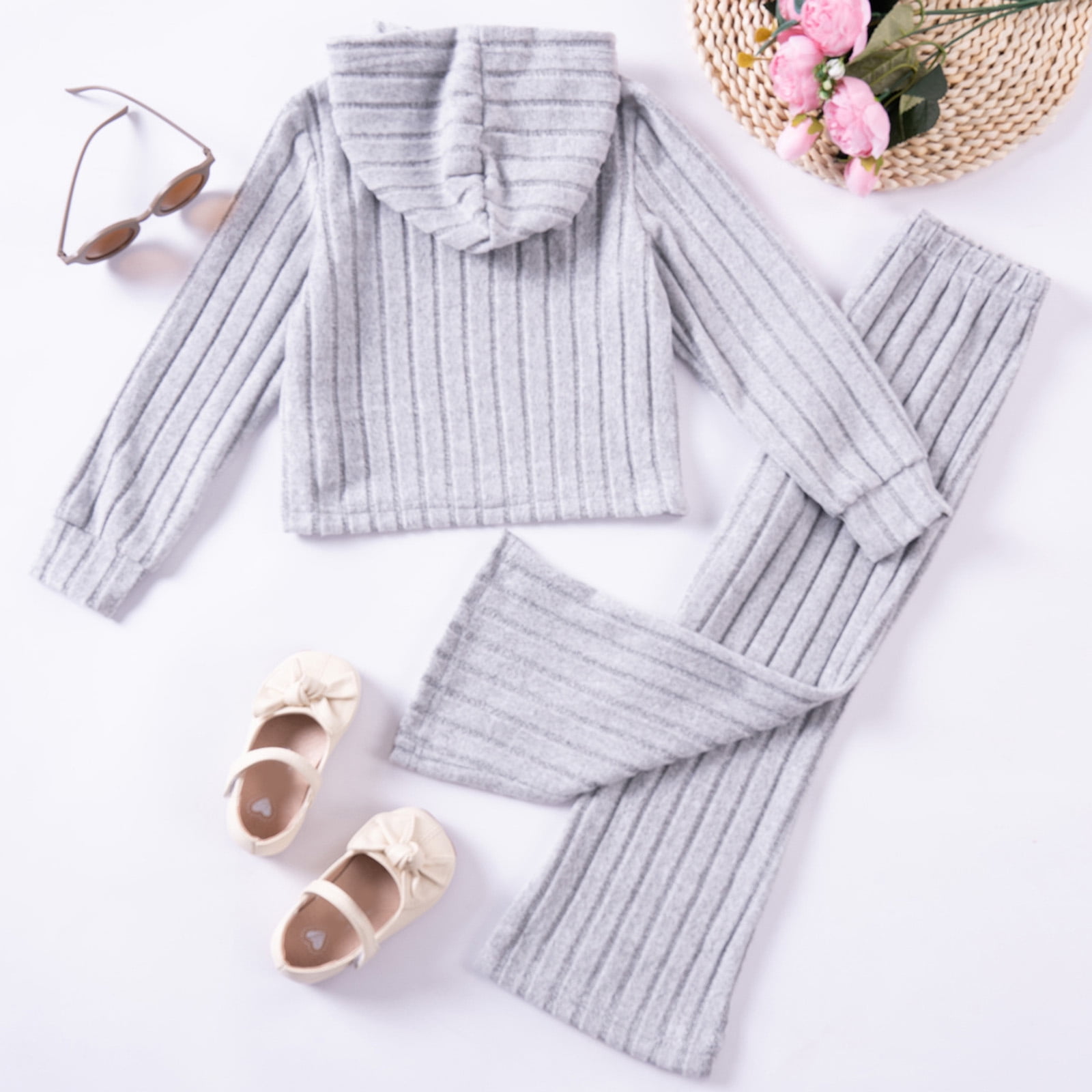 Zshosam Girls Clothes Sets Baby Girls Pullover Hoodie and Leggings Outfit Set Infant to Little Kid Size 1T 2T,(Grey 1-2 Years)