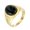 Gold Black, variant on Men's Stainless Steel Vintage Unique Crystal Inlay Oval Gemstone Signet Ring Special Flower Patter Carved Wedding Band Gold Size 10