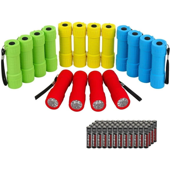 EverBrite 16-Pack Mini LED Flashlight Set - Assorted 4 Colors W/48 AAA Batteries