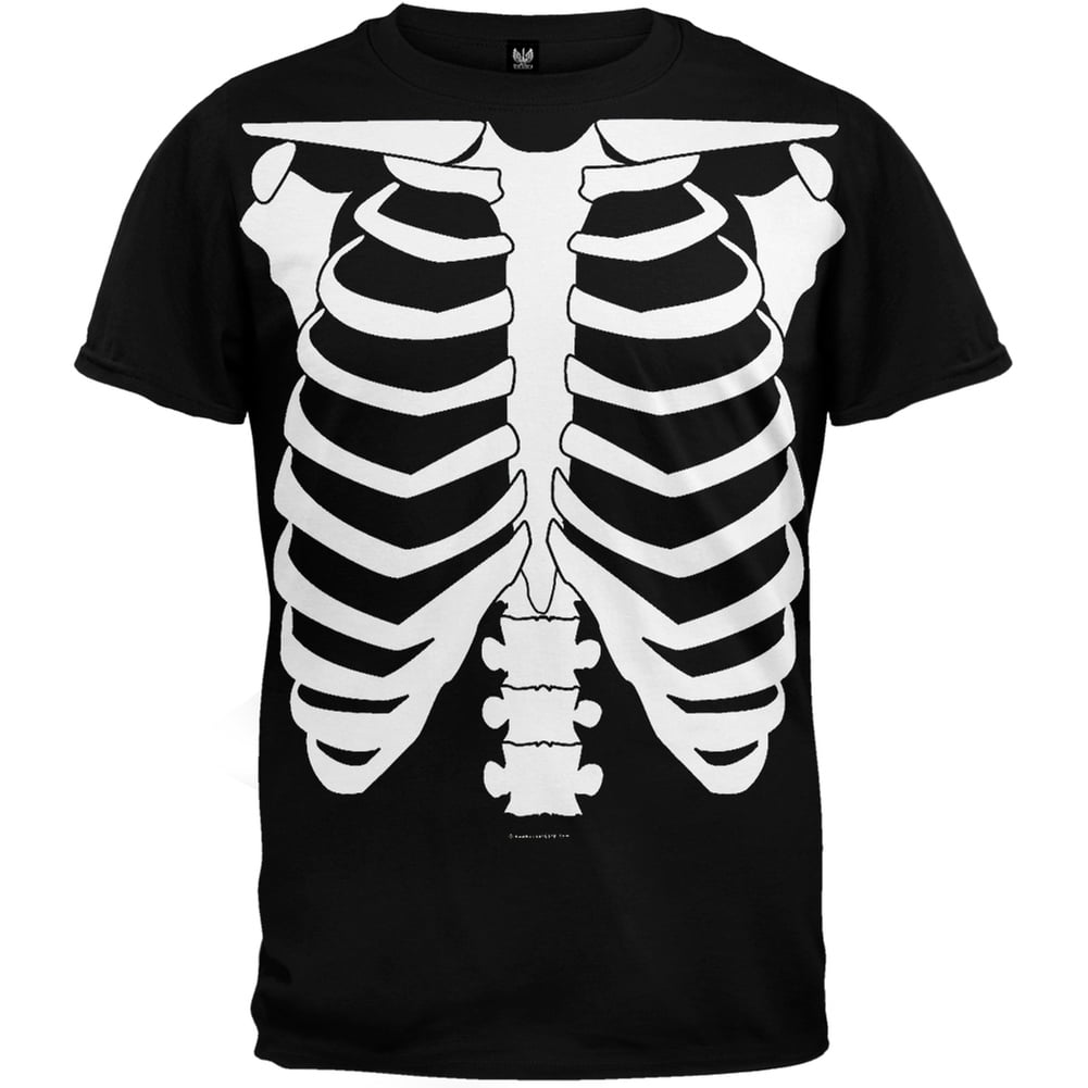NEW Halloween Long Sleeve T-shirt Black w/ Glow In Dark Skeleton Kids XL 14/16 