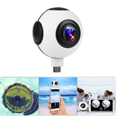 UPC: 0616043300511 | 720 Dual Lens Real-Time HD 1080P VR Panorama Camera Dual Built-in 360° Fisheye Spherical Lenses Night Vision  White