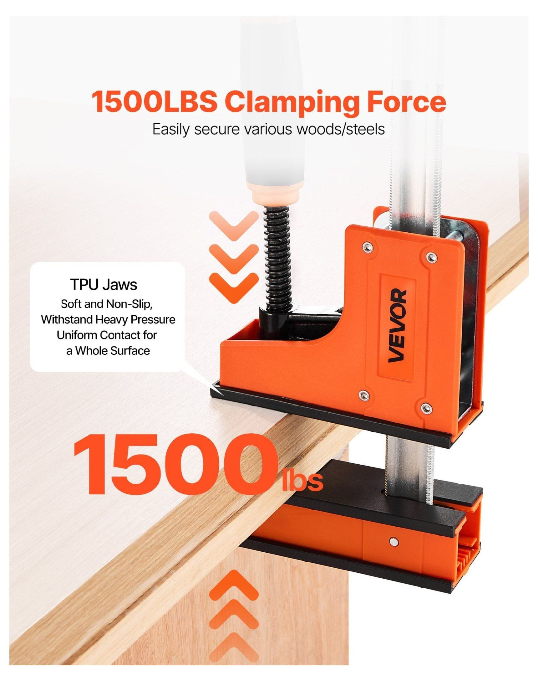 Woodworking Bar Clamps 2-Pack, 36 Inch F-Clamp Set - 1500 lbs Capacity, Parallel Clamps for Wood & Metal, High-Strength Plastic & Carbon Steel, Woodworking Tools