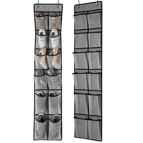 KEEPJOY Over The Door Shoe Organizer 2 Pack,Mesh Pockets Hanging Shoe