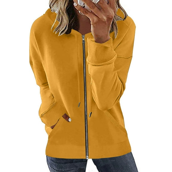 under $15 Turilly Women Coats Winter Jacket Fashion Woman Long Sleeve Zipper Open Front Loose Outerwear Printing Blouse Coat Tops Pockets Hooded Blouse