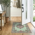 thumbnail image 2 of ODIKA 2'x3' Washable Doormat Non-Slip, Low Pile Vintage Ribbon Center Delicate Border Scroll Boho Pink Coquette Refined for Entryway, Kitchen, Laundry Room, 2 of 7