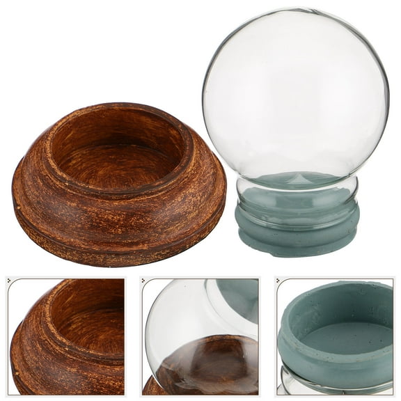 Clispeed DIY Water Globe Snow Globe Figurines Round Glass Ornament For Family Activity With Black Color 1Pcs