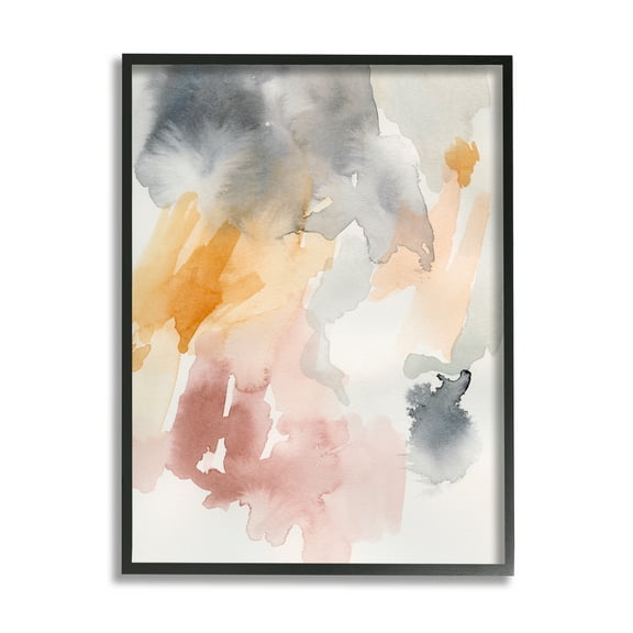 Stupell Soft Pastel Watercolor Pastiche Abstract Painting Black Framed Art Print Wall Art