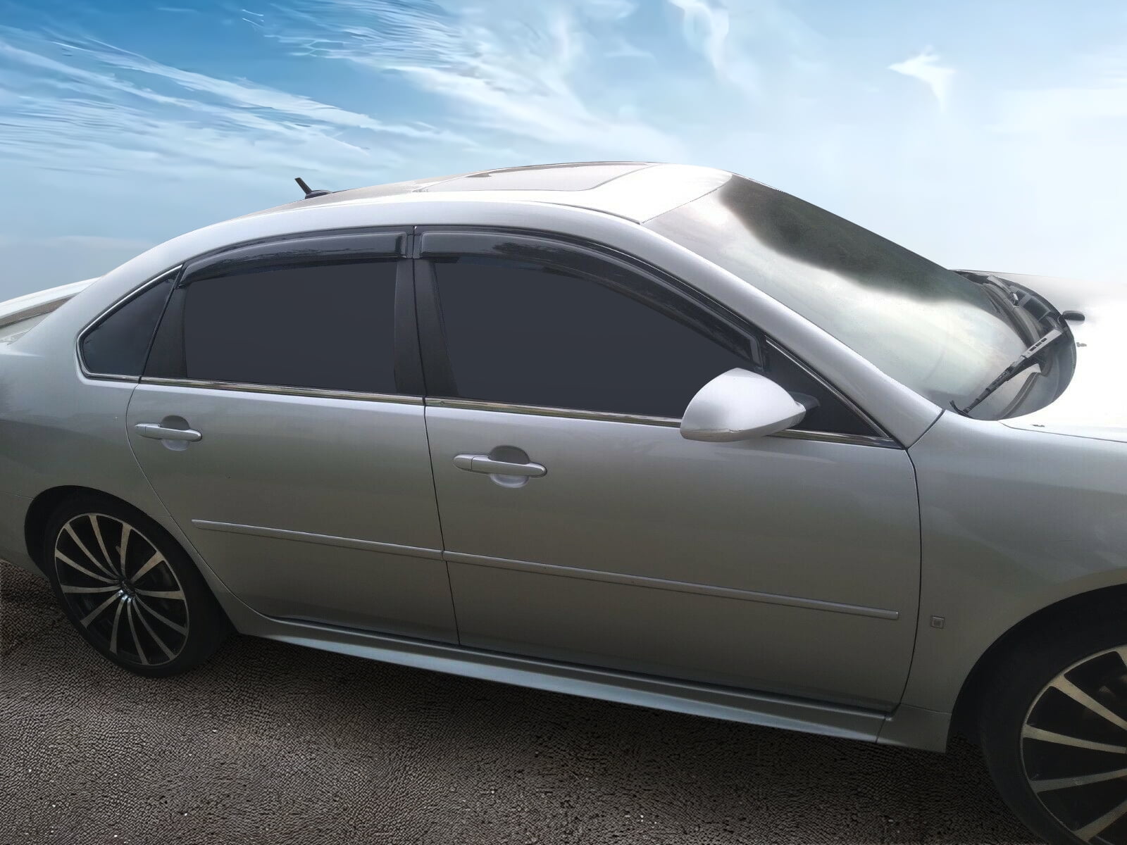 Ikon Motorsports Compatible with 06-13 Chevy Impala & 14-16 Impala Limited Sedan Acrylic Window Visors Vent Deflector Rain Guard 4Pc Set Outside Mount 2006 2007 2008 2009 2010 2011 2012 2013