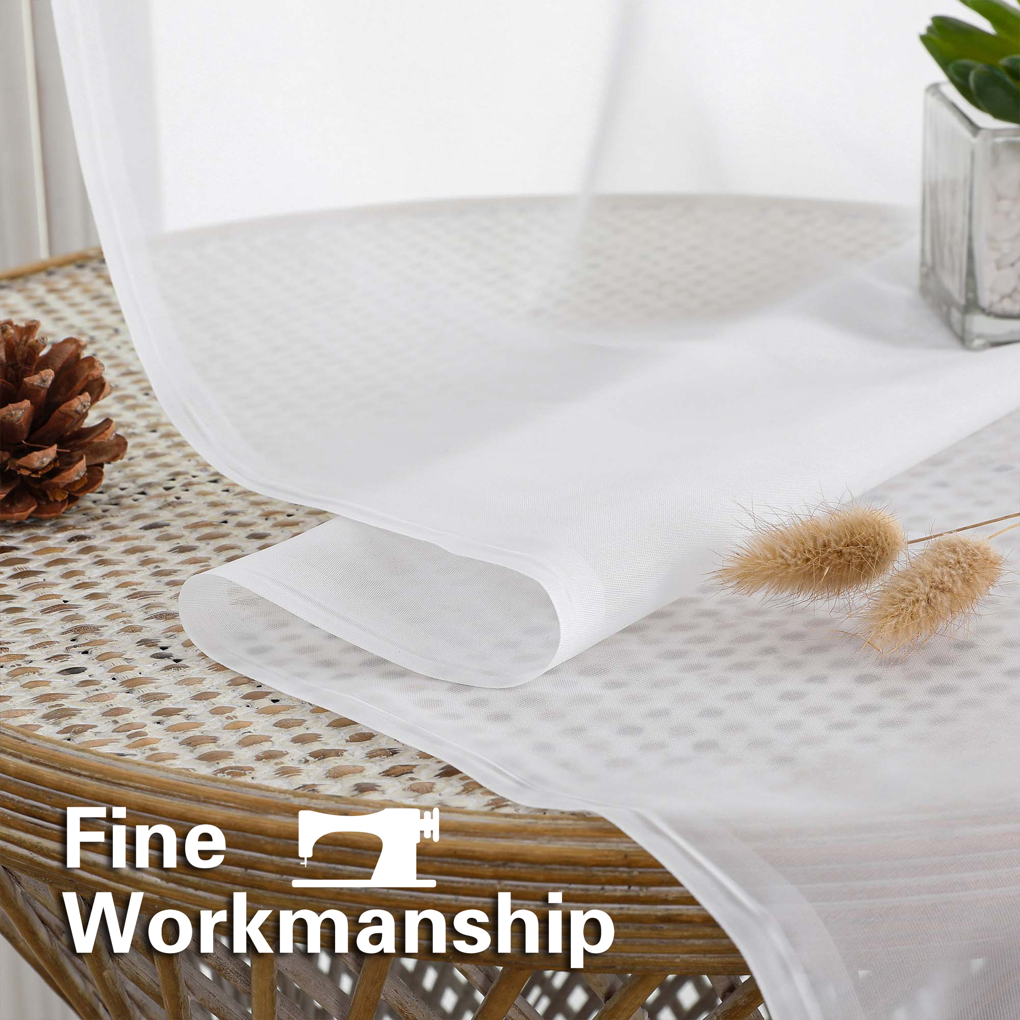 OVZME White Sheer Curtain Panels, 2-Pack, 59" x 90" photo 8