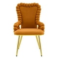thumbnail image 6 of Set of 2 Orange Puffy Bubble Chair Ball Chain Chair Velvet Dining Chairs with Gold Legs, Upholstered Accent Chairs with Armrests for Dining Room & Kitchen, 6 of 13