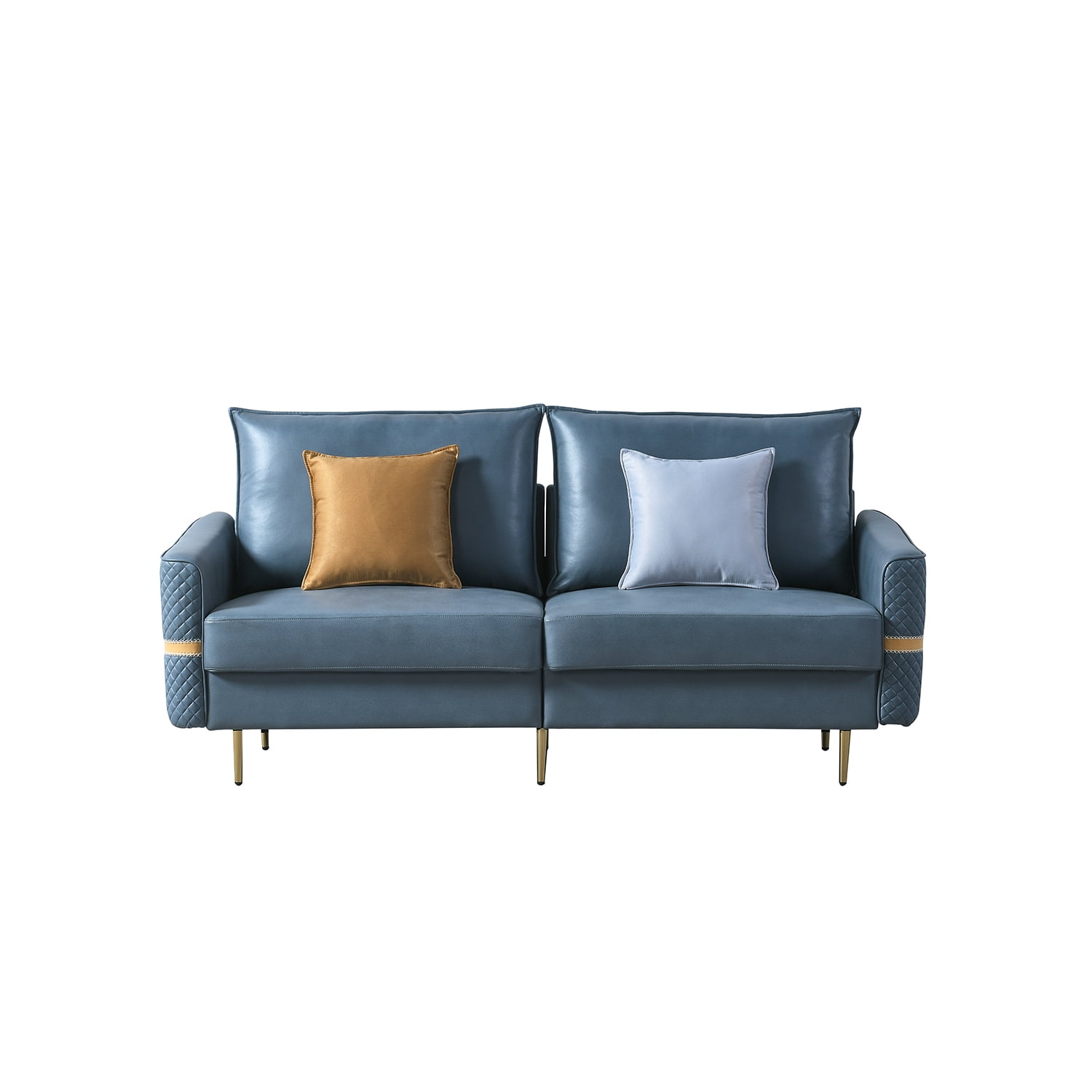 Kadyn Upholstered Loveseat Sofa for Living Room, 2 Seat Couch with 2 Pillows, 73.22" Modern Fabric Sofa, Blue