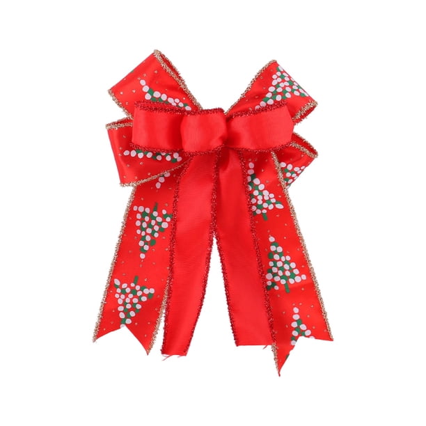 Nudo Decorativo De Poliéster Paquete de 4 lazos decorativos navideños de poliéster para decoración festiva, 25 x 18 cm, en rojo, dorado y plateado JASKFLY