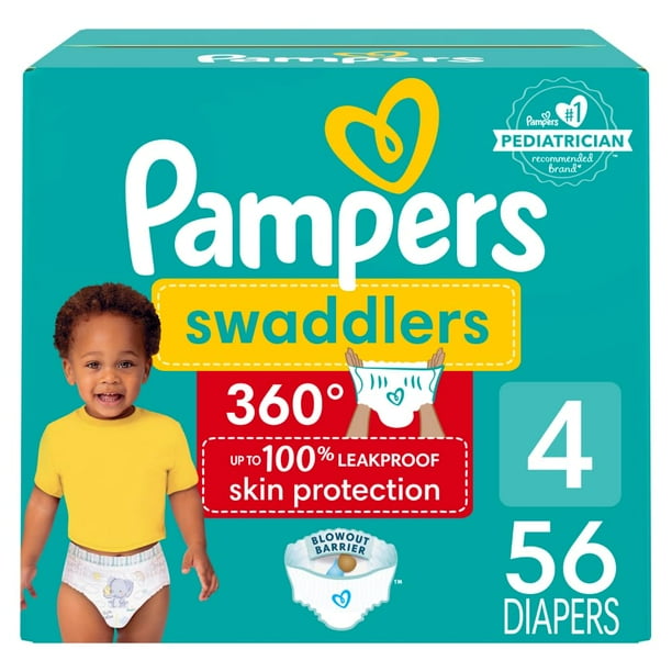 Pañales Pampers Swaddlers 360, talla 4, 56 unidades, para bebé