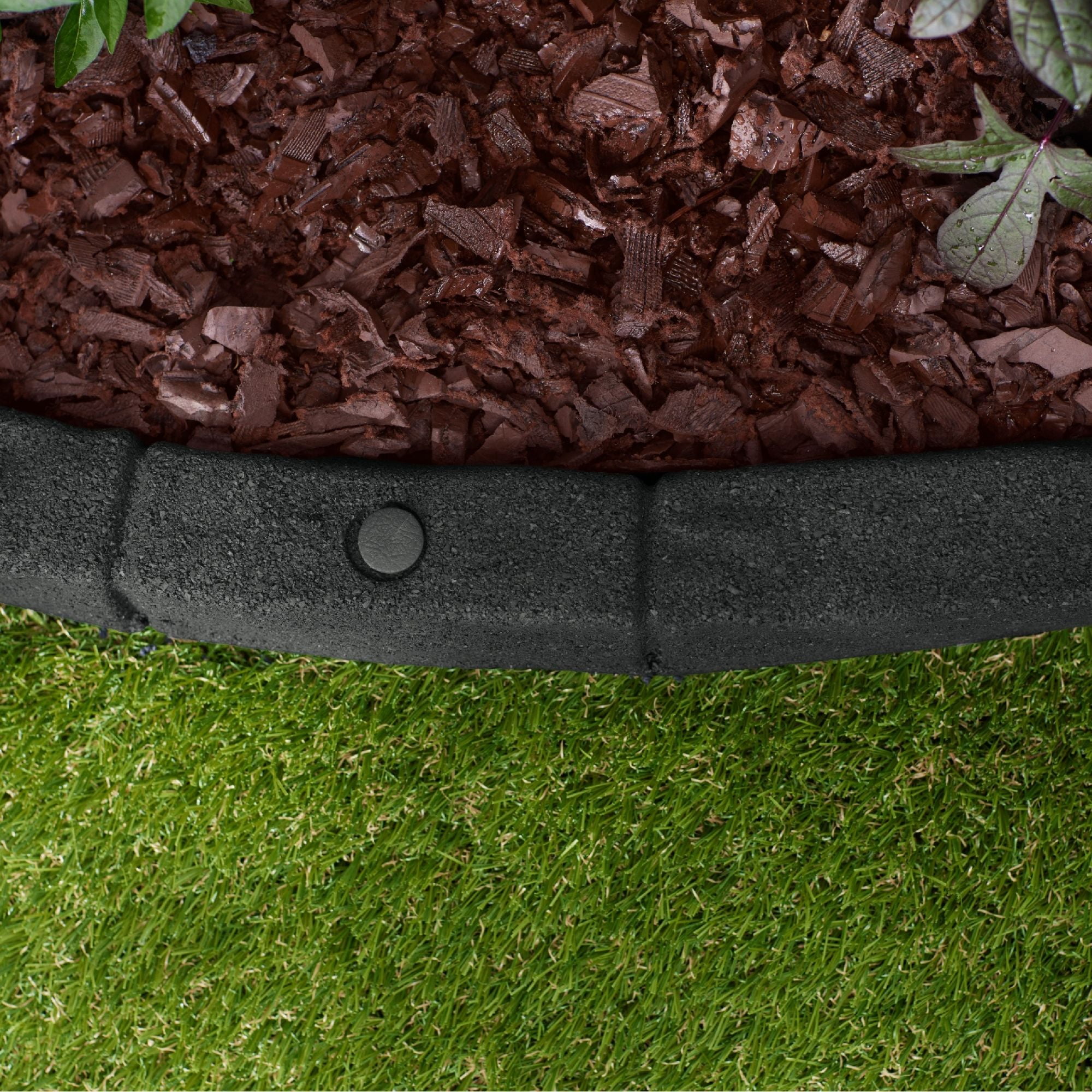 GroundSmart SmartLoc Cobblestone Landscape Edging, 4' Black Rubber Garden Edging Border, 4 pack
