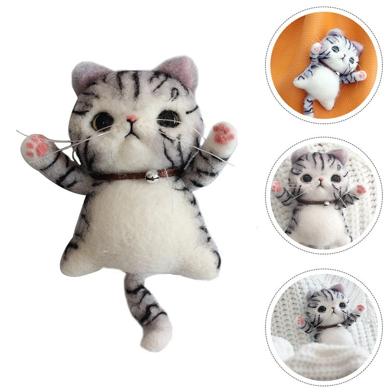 Handmade Needle felted felting kit project Animals cat cute for