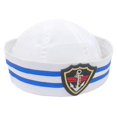 thumbnail image 1 of Fashion Navy Sailor Hat All-match Men Women Hat Casual Stylish Uniform Roll Up Brim Hat Ladies for Beach Summer White, 1 of 5