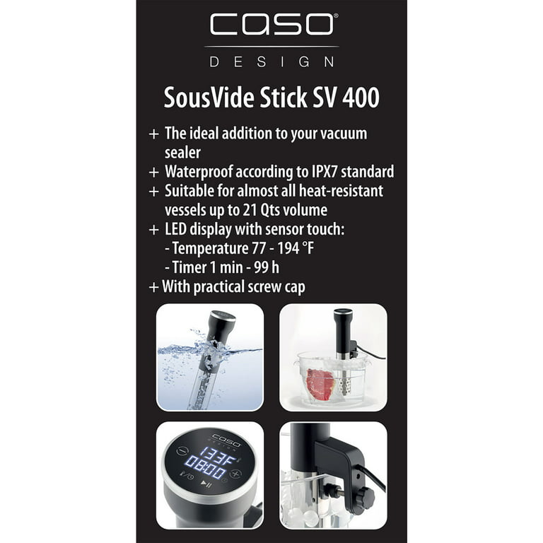 ånd baggrund Arbejdsgiver Caso Design SV 400 Sous Vide Stick Cooker with Timer Function, 11310 -  Walmart.com