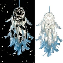 Dream Catcher, Feathers Tree of Life Style Dream Catcher with Lights & Healing Crystal Stone, Handmade Wall Hanging Dreamlike Decor for Bedroom Windows Wedding Party Wall Decor Art Craft Gift