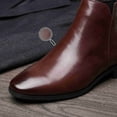 thumbnail image 4 of Men’s Classic Chelsea Ankle Boots, Elastic Side Slip-On Dress Boots, Low Block Heel Pointed Toe Ankle Boots, 4 of 6