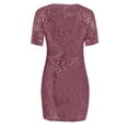 thumbnail image 5 of Bigersell Backless Dress Clearance Female V-Neck Short Sleeve Mini Wrap Dress Style D-147 Tshirt Dress Plus Size Summer Dresses , Pink XXL, 5 of 7