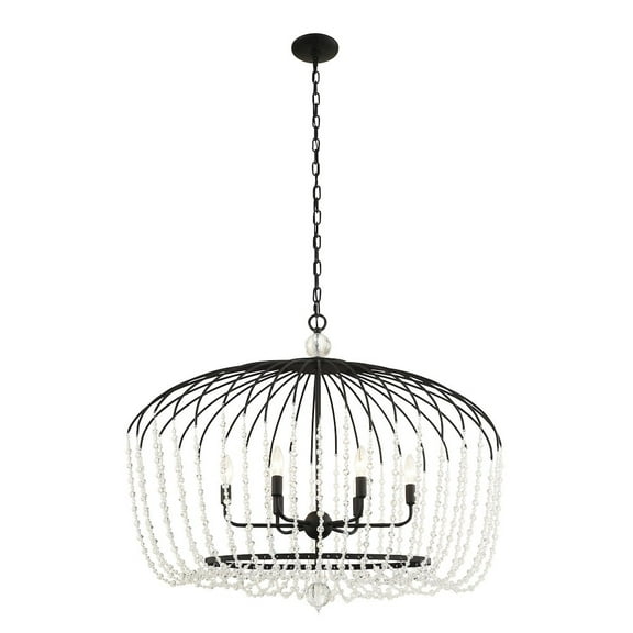 Varaluz Voliere 6-Lt Crystal Oval Pendant - Matte Black