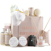 Birthday Gift Basket - Bath & Spa Gift Set with CZ Necklace
