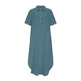 thumbnail image 5 of Antinious Women Solid Collared Short Sleeve Button Loose Casual Elegant Dress, 5 of 5