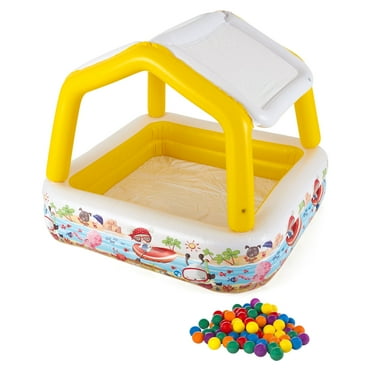 Intex Inflatable Sun Shade Kiddie Pool & Multi-Colored Fun Ballz, 100 Pack