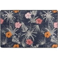 thumbnail image 4 of SKYSONIC 72x48in Retro Exotic Hibiscus Area Rug, Tropical White Leaves Non-Slip Floor Carpet for Indoor Living Dining Room and Bedroom Area, 4 of 7