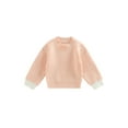 thumbnail image 1 of hirigin Toddler Boys Girls Autumn Casual Sweater Long Sleeve O Neck Contrast Color Knitwear, 1 of 7