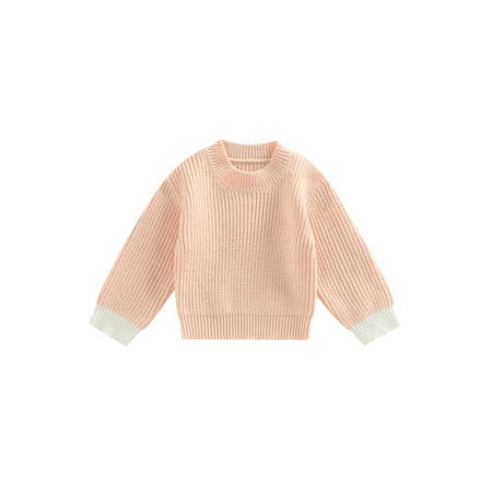 

Bagilaanoe Toddler Baby Girl Boy Knitted Sweater Long Sleeve Contrast Color Pullover 6M 12M 18M 24M 3T Kids Warm Jumpers Tops Fall Loose Knitwear