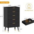 thumbnail image 2 of Commode à 5 Tiroirs, Coffre de Rangement Moderne en Bois Cannelé et Petite Table de Nuit pour Chambre, Noir, 2 of 7