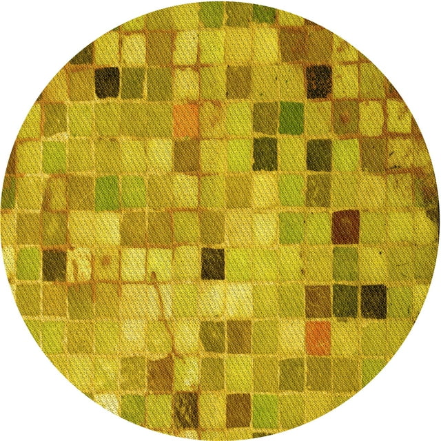 Ahgly Company Machine Washable Indoor Round Transitional Dark Bisque Brown Area Rugs, 3' Round