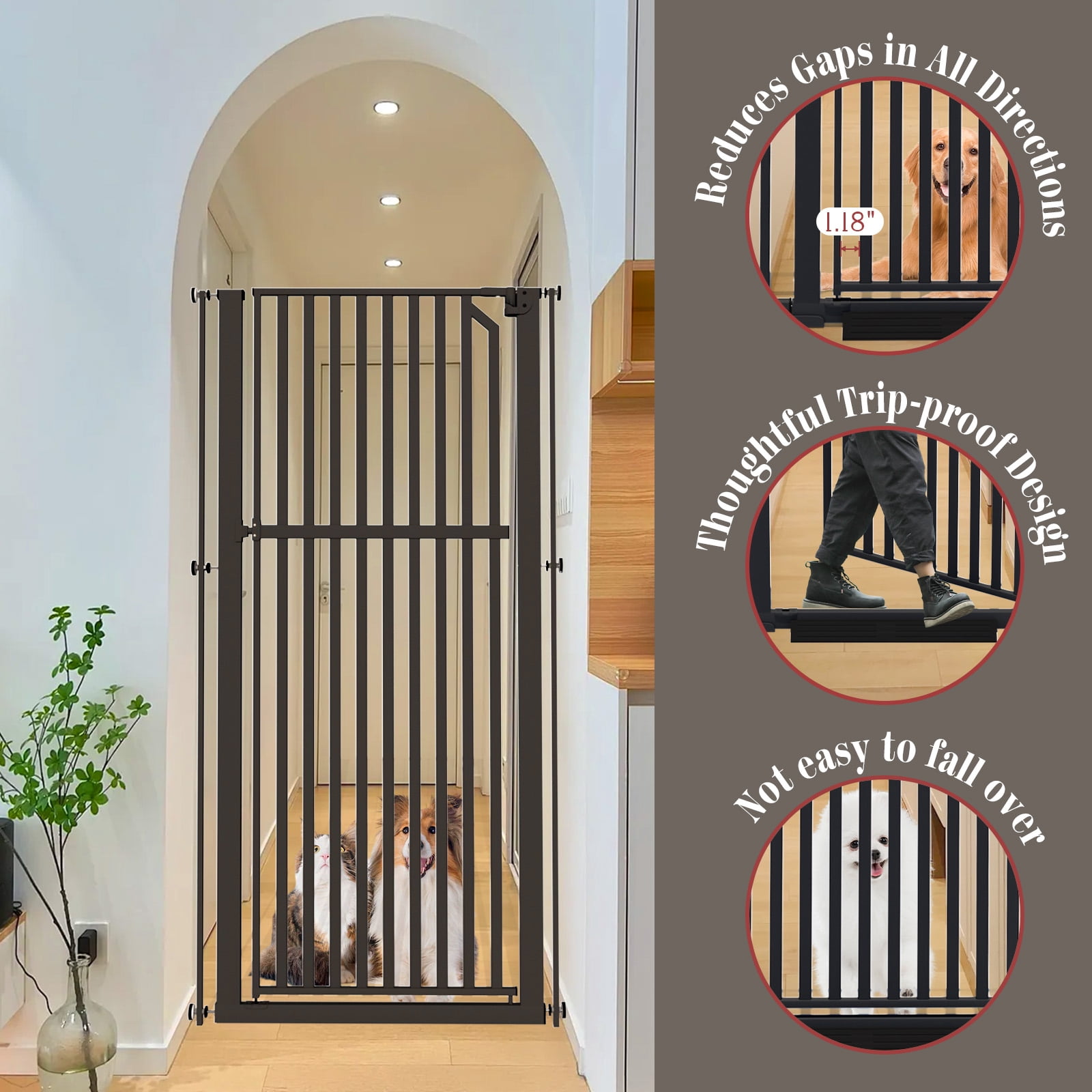 GLAF 63" Extra Tall Cat Gate - 30-37.8" Wide Extendable Cat Barrier for Doorway - Pressure Mounted Cat gate for Doorway - Auto Close Extra Tall Pet Gate - 63 inch Tall pet gate