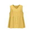 thumbnail image 6 of Axiiglly Tank Tops for Women Cotton Linen V Neck Button Down Sleeveless Relaxed Fit Boho Peplum Summer Fashion Tops 2026, S-2XL, 6 of 6