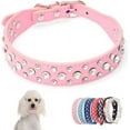 thumbnail image 1 of Small Dog Collar For Female Dogs, Bling Puppy Collar Faux Leather Fancy Diamond Crystal Glitter Pretty Jewel Rhinestone Cat Collars For XXS XS Small Medium Large Pet Girl Dogs,, 1 of 5