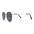 thumbnail image 6 of Double Rim Octagonal Classical Metal Rim Rectangular Hipster Sunglasses Silver Black - Black, 6 of 7