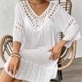thumbnail image 6 of zaveiop Womens Swimsuits Cover ups Crochet Chiffon Beach Cover Bathing Suit Bikini Wear Coverups Dress (White, One Size), 6 of 8