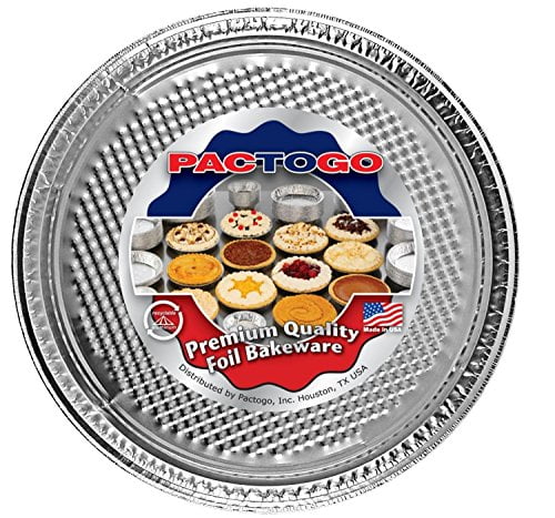 Pactogo 12 Round Aluminum Foil Pizza Pan Disposable Waffle Bottom Baking Sheets Made in USA Pack of 12 