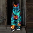 thumbnail image 5 of JULMCOMO Cotton Linen Jumpsuits for Women Halloween Haunted Castle Pumpkin Bat Print Spaghetti Strap Jumpsuits Plus Size Costume Holiday Overalls Cyan XL, 5 of 5