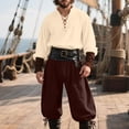thumbnail image 2 of VBTAPA 3 Pcs Men's Renaissance Costume Halloween Medieval Pirate Shirt Pant Belt Outfit Set Viking Costume Sets Brown L, 2 of 9