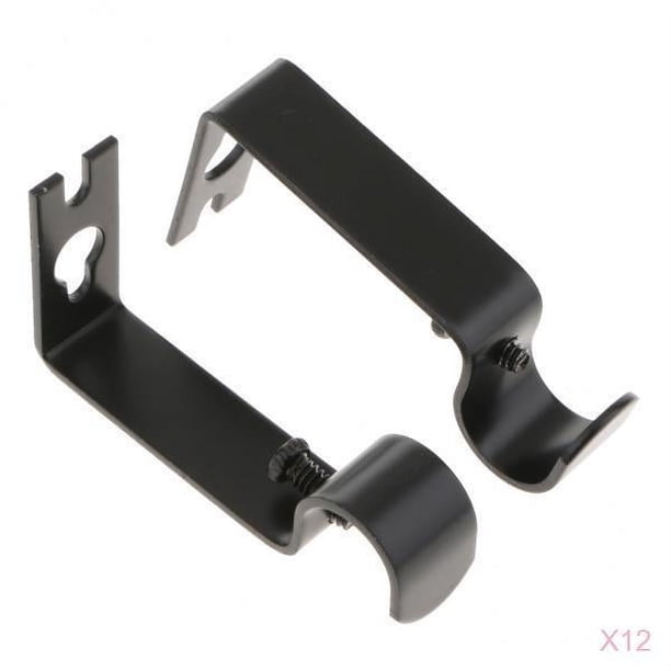 24 piezas de barra de cortina de metal ajustable soporte de pared soporte de gancho negro