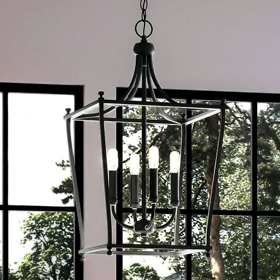 Luxury Tranditional Chandelier, 24.375H x 14.375W, with Transitional Style, Midnight Black, UHP4280 by Urban Ambiance