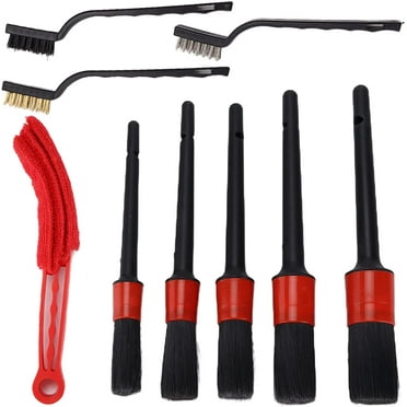 Car Wash Brush, Car Wash Brush with Short Handle 9pcs/Set Detailing Dusting Brushes Dirt Dust Scrub Clean Tools for Car Wheel Interior Exterior