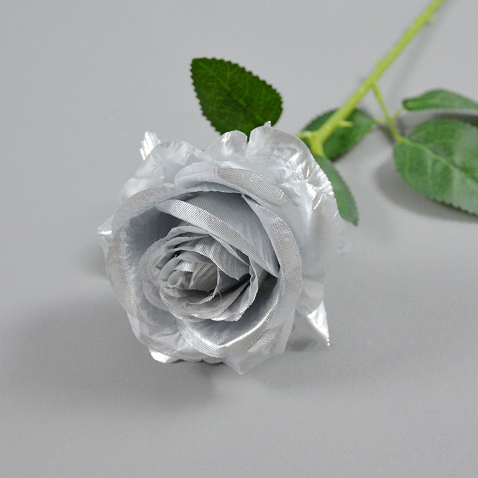 ZFSBZBS Artificial Rose 10pcs Open Flower Bouquet Faux Rose Stems for Wedding Arrangement, Bridal Bouquet, Centerpiece, Fake Faux Silk Flowers,Silver*10 Pcs