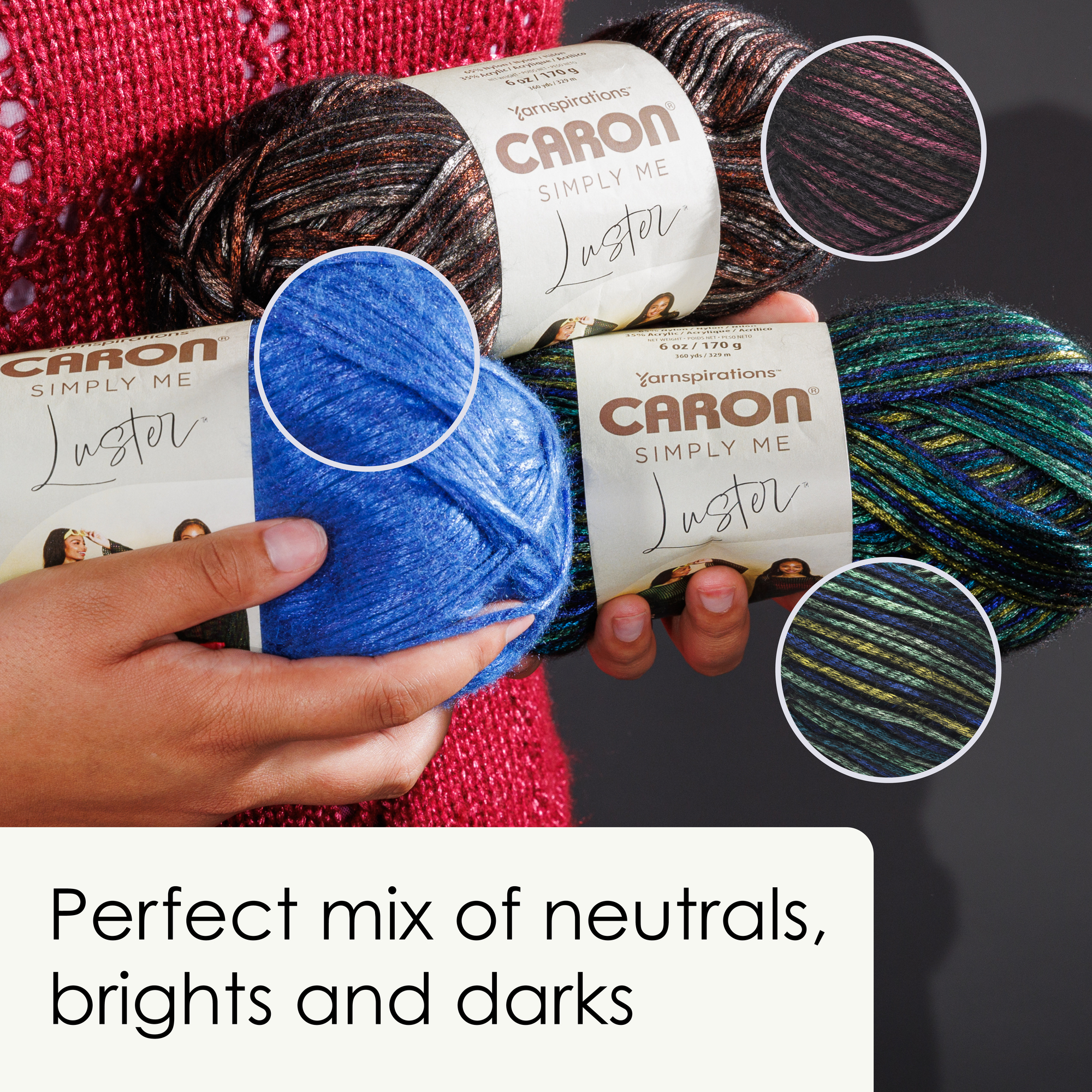 Caron® Simply Me Luster™ #4 Worsted (Medium) Blend Yarn, Ruby 6oz/170g 360 Yards (2 Pack)