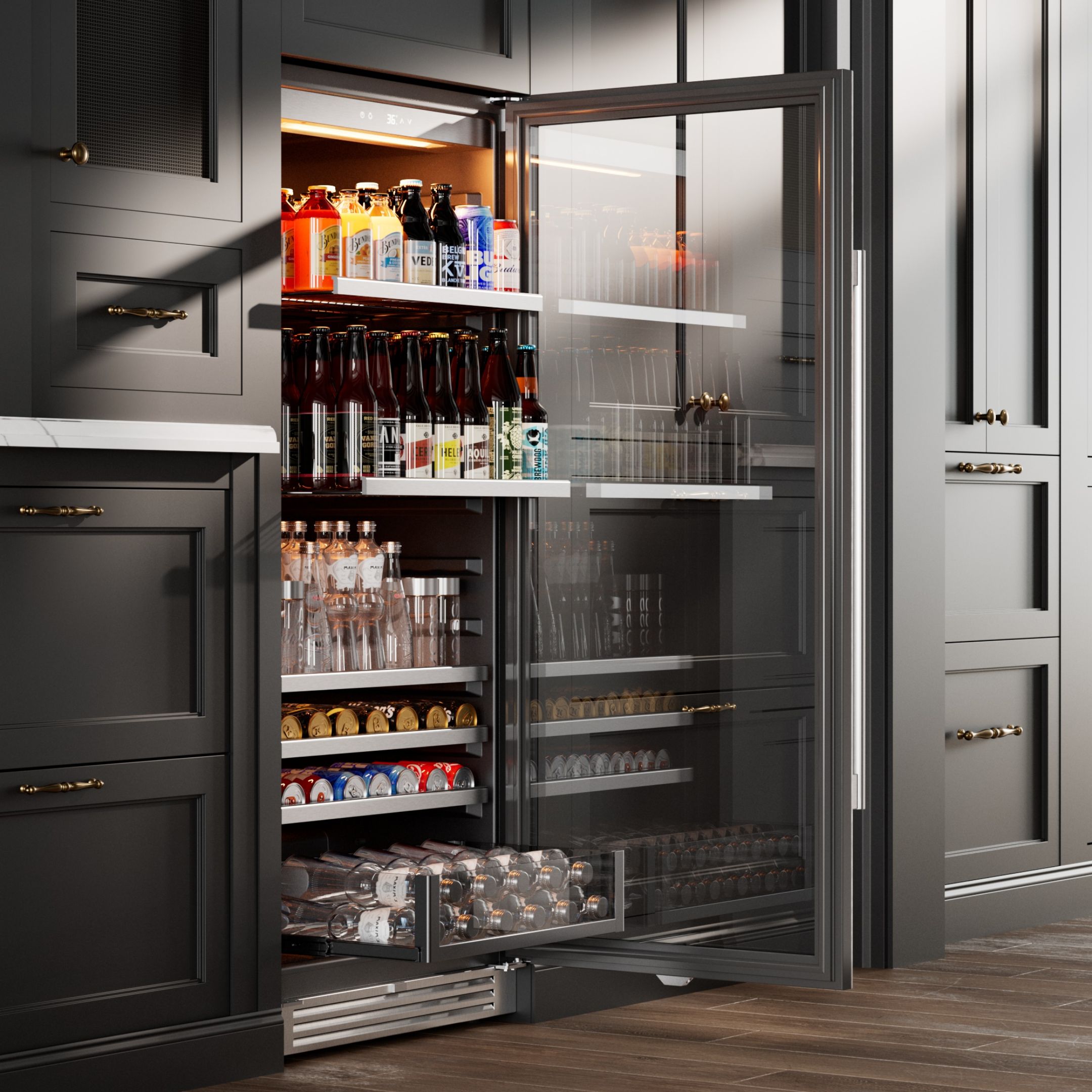 Calefort 328 Cans Beverage Refrigerators,Freestanding or Built-In Beverage Cooler with Glass Door for Home,Bar,Office