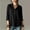 Black, variant on Women's Mandarin Collar Half Button Blouse Linen Textured Long Sleeve Side Wooden Buttons Casual Shirt Top